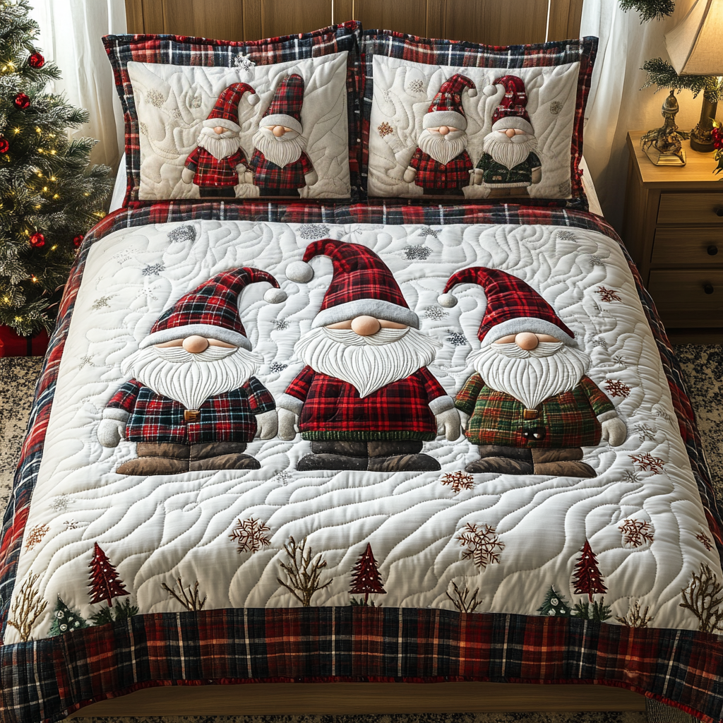 Gnome Sweet Gnome -Piece Quilted Bedding Set VTQ-Myprintsy
