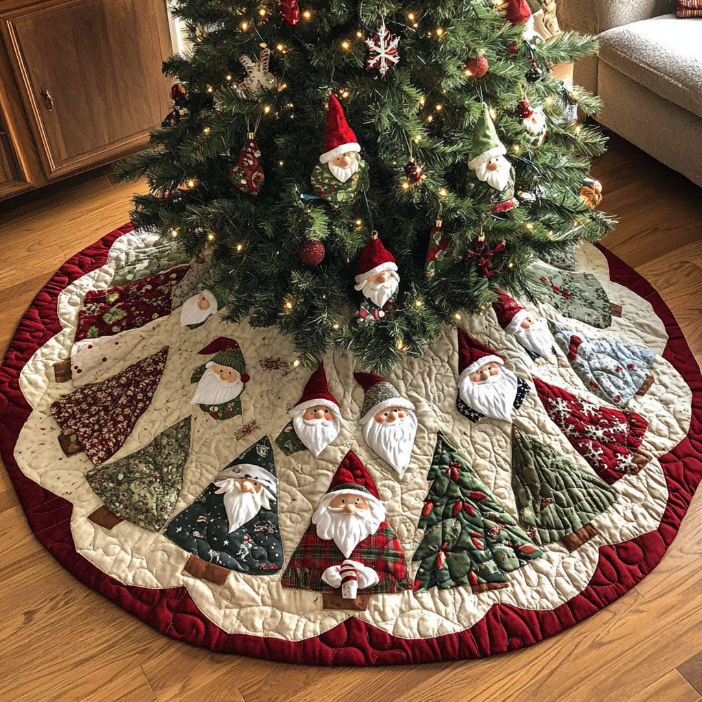 Gnome Village Magic Quilted Christmas Tree Skirt-Myprintsy