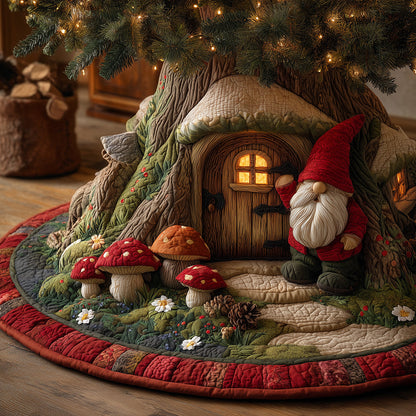 Gnome Welcome Home Christmas Quilted Tree Skirt VTQ-Myprintsy