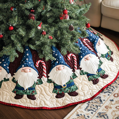 Gnome Winter Wishes Quilted Christmas Tree Skirt-Myprintsy