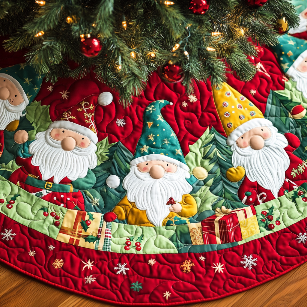 Gnome Workshop Quilted Christmas Tree Skirt VTQ-Myprintsy