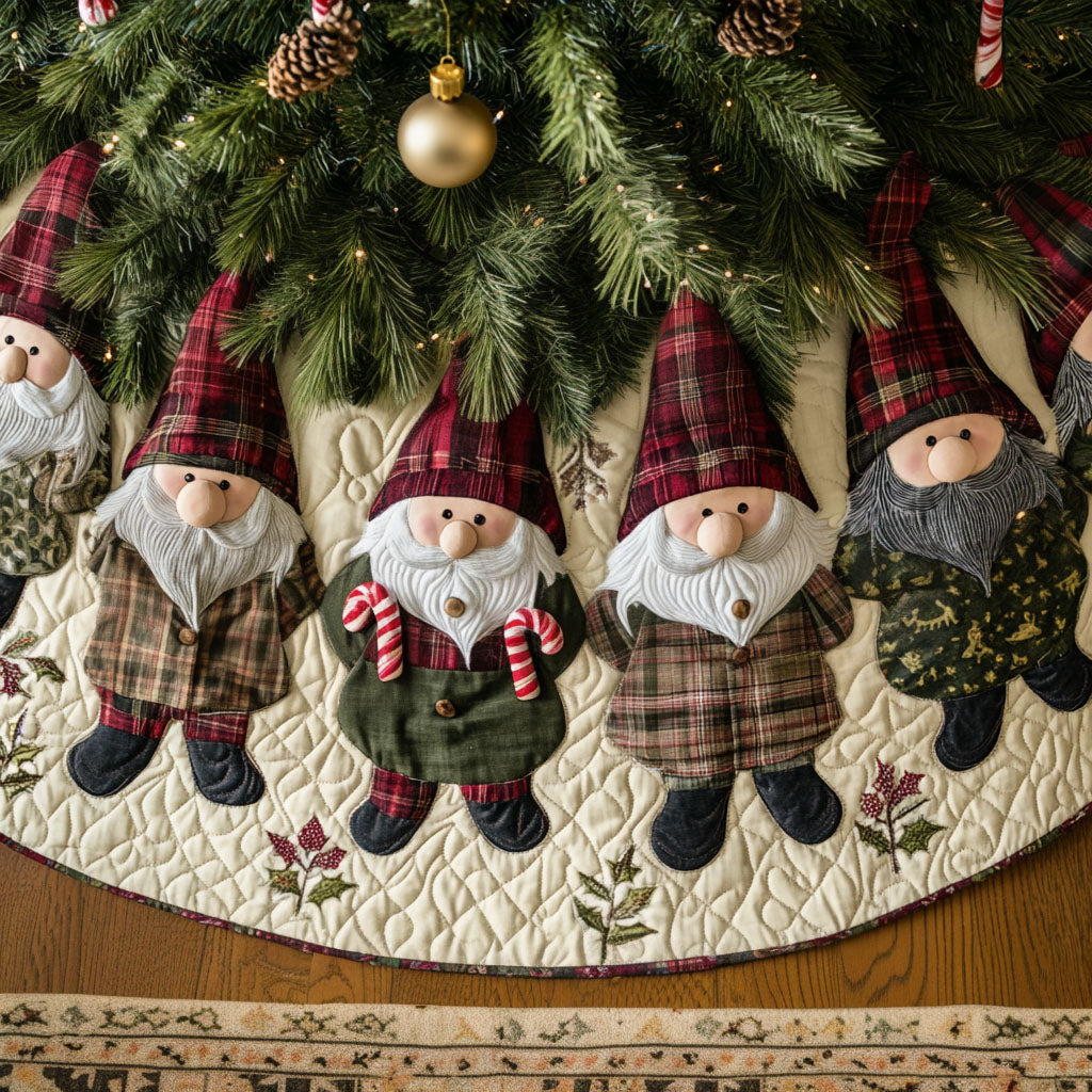 Gnome for the Holidays Quilted Christmas Tree Skirt-Myprintsy