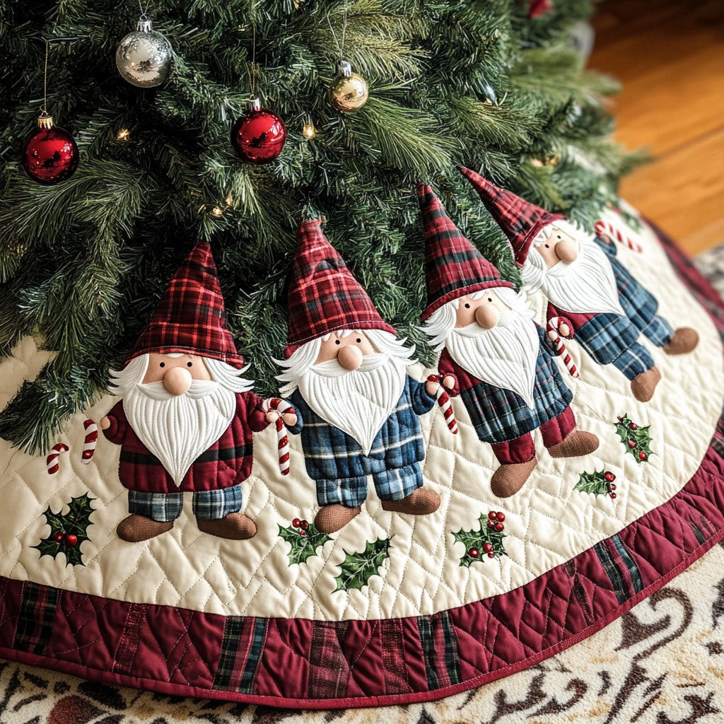Gnomefestive Delights Quilted Christmas Tree Skirt-Myprintsy