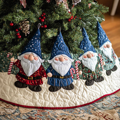 Gnomes Wonderland Quilted Christmas Tree Skirt-Myprintsy