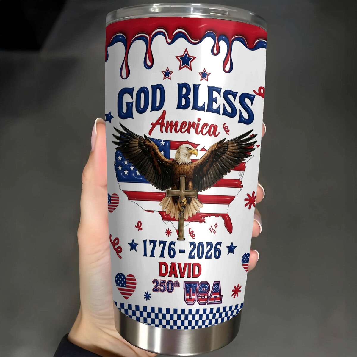 God Bless America - Personalized Tumbler Cup-Myprintsy