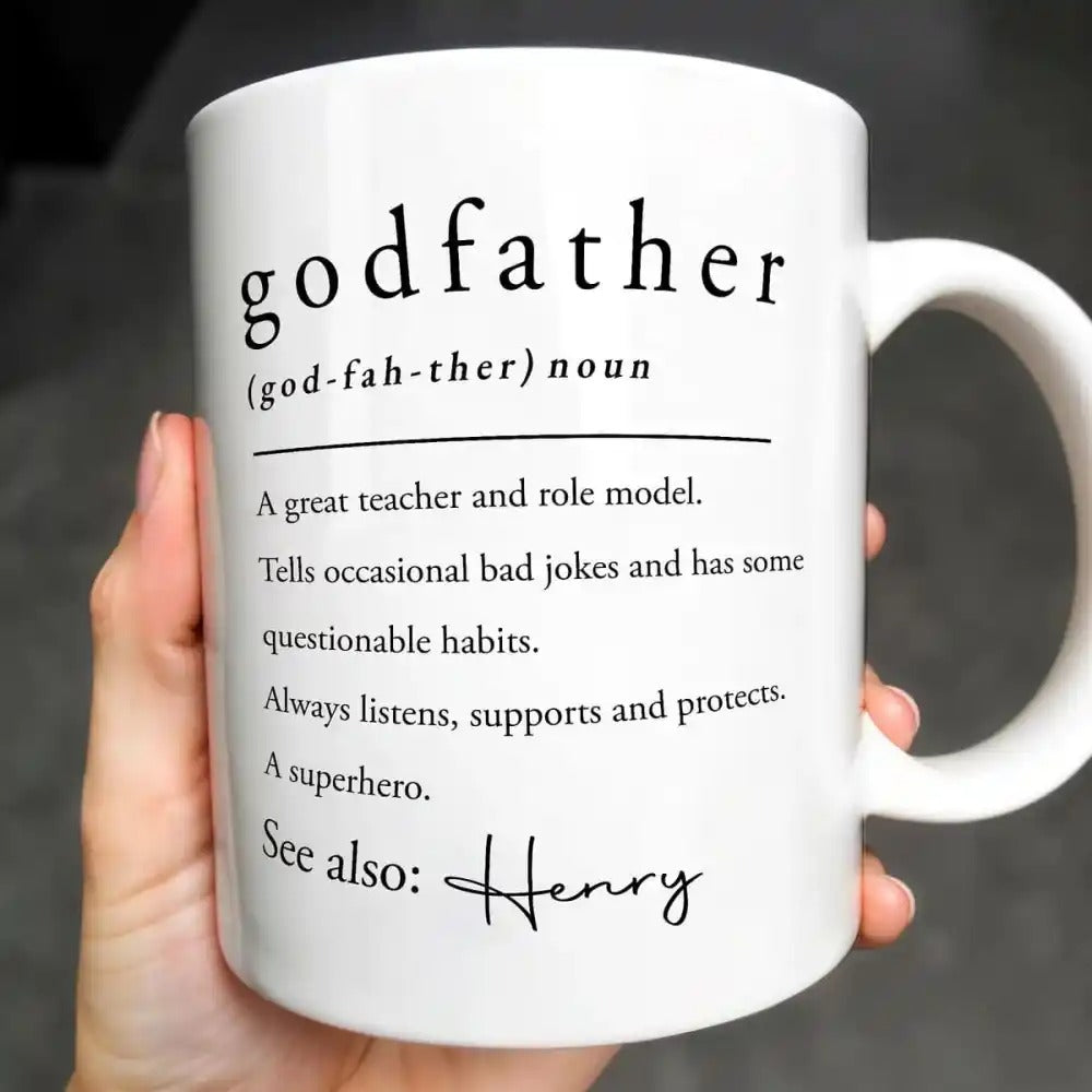 Godfather Definition, Personalized Custom Coffee Mug, Gift For Godfather-Myprintsy