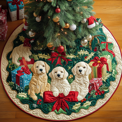 Golden Bells are Ringing Chritstmas Quilted Tree Skirt VTQ-Myprintsy