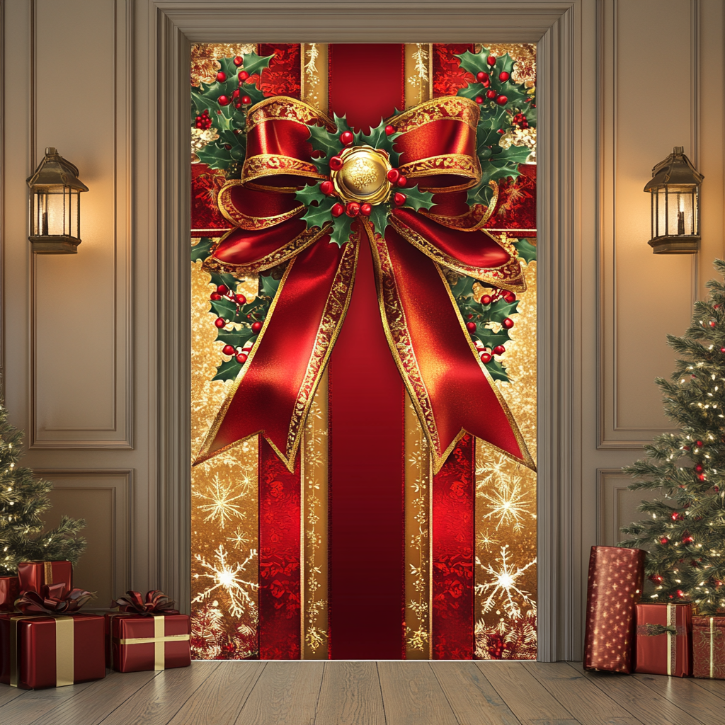 Golden Bow Quilted Door Cover VTQ-Myprintsy