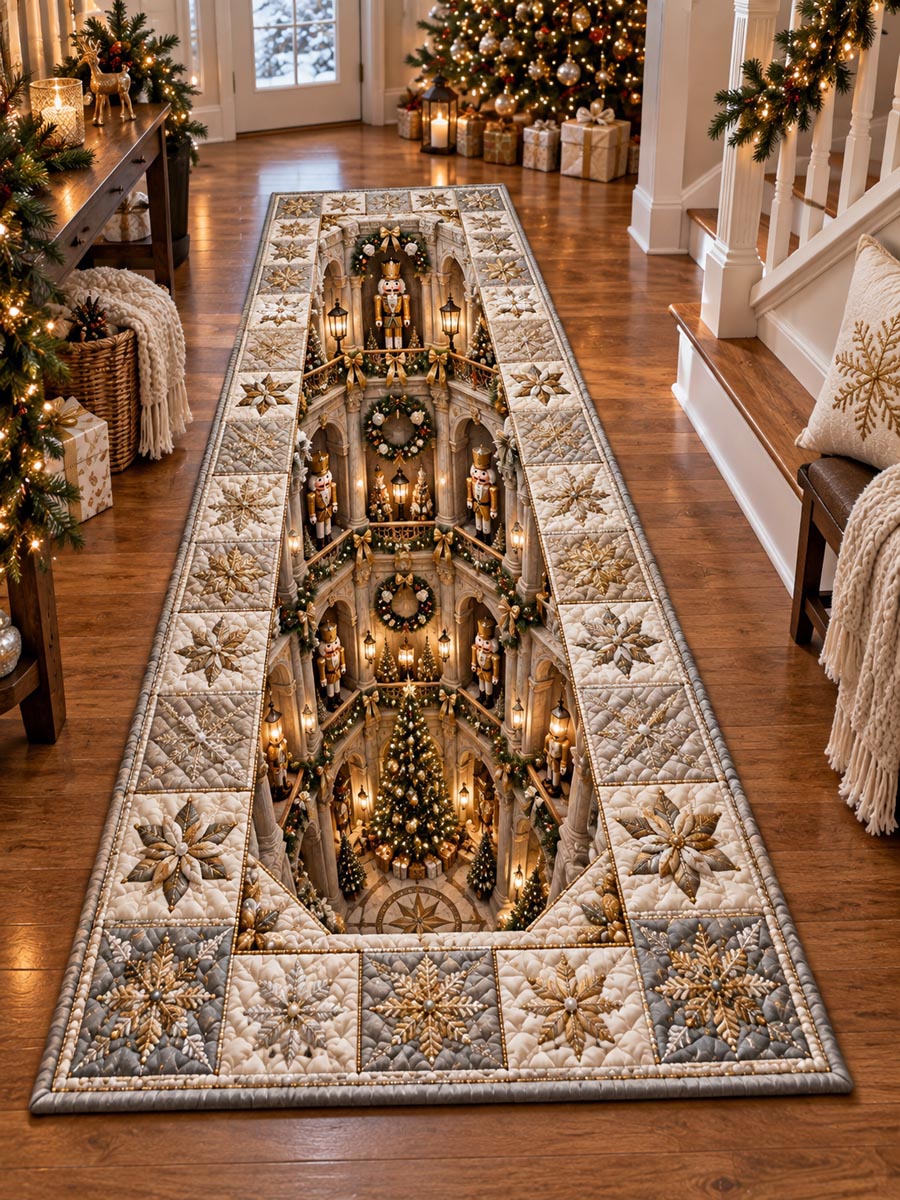 Golden Christmas Hall Runner Carpet VTQ-Myprintsy