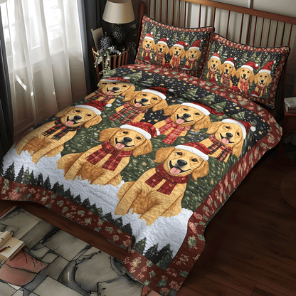 Golden Christmas -Piece Quilted Bedding Set VTQ-Myprintsy