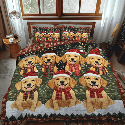 Golden Christmas -Piece Quilted Bedding Set VTQ-Myprintsy