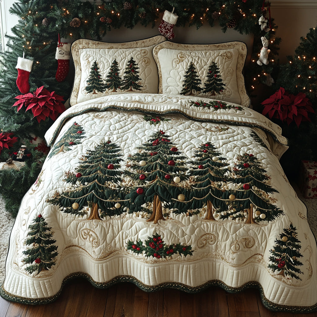 Golden Fir -Piece Quilted Bedding Set VTQ-Myprintsy