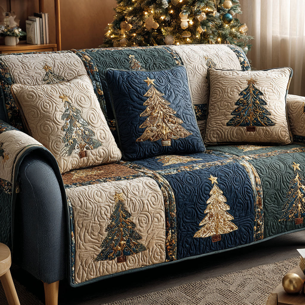 Golden Fir Quilted Sofa Cover VTQ-Myprintsy