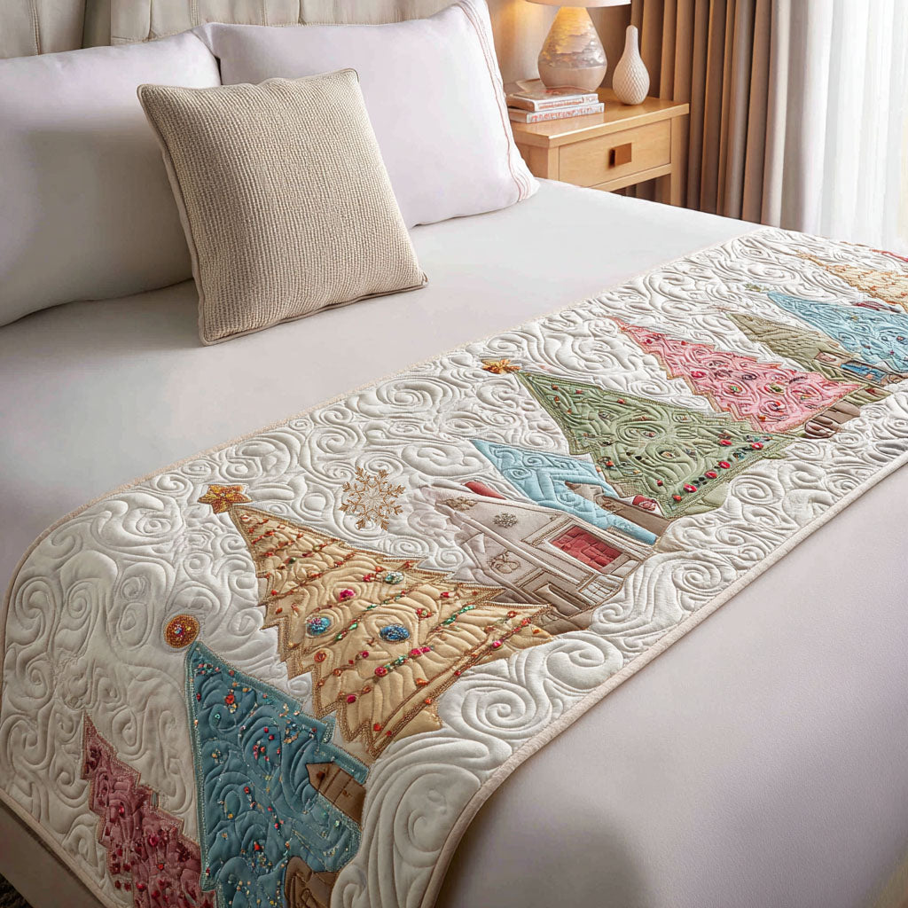 Golden Garland Tree Quilted Bed Runner VTQ-Myprintsy