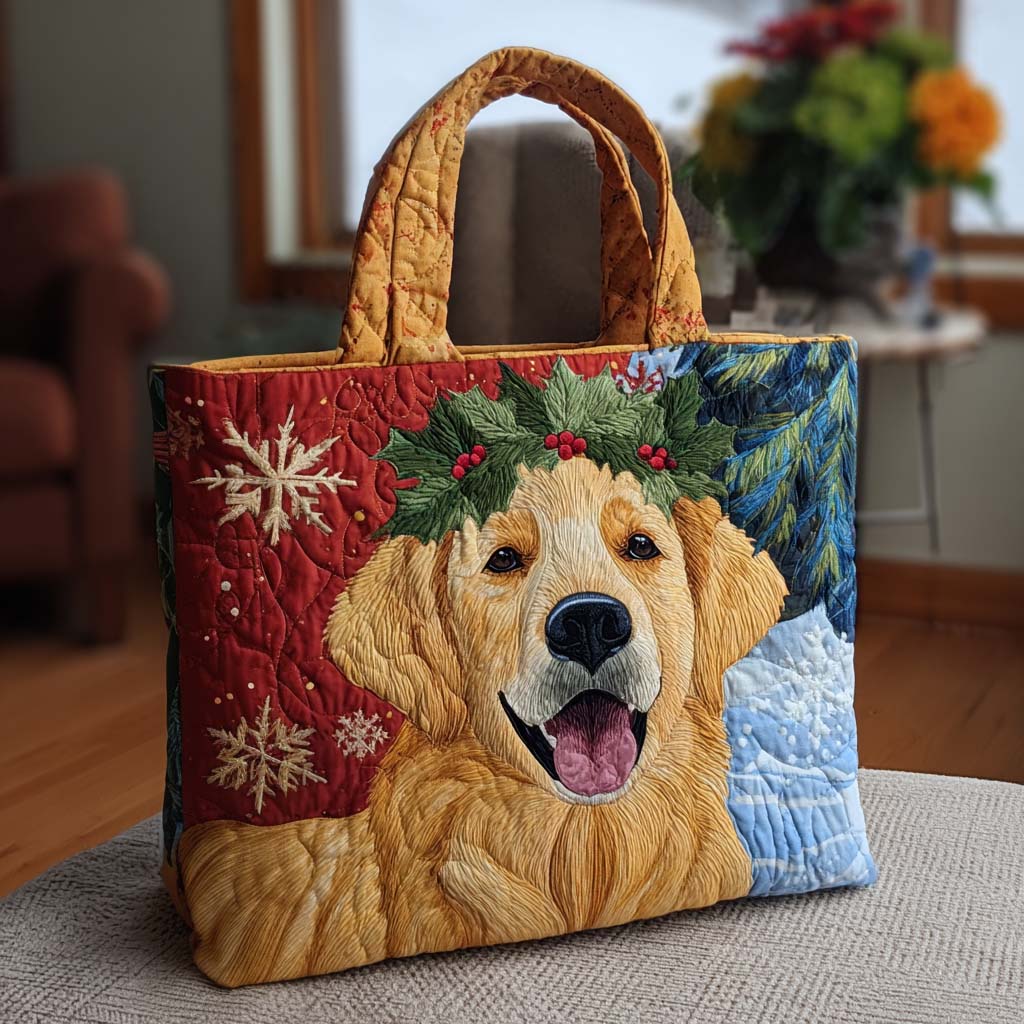 Golden Noel Quilted Tote Bag VTQ-Myprintsy