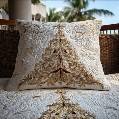 Golden Poinsettia Quilted Bedding Pillow Case VTQ-Myprintsy