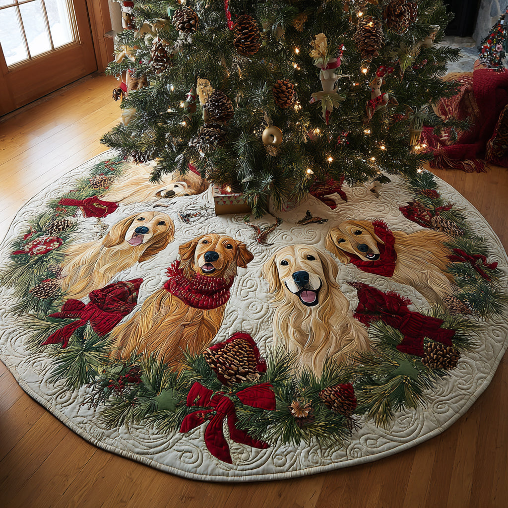 Golden Retriever Blessing Quilted Christmas Tree Skirt VTQ-Myprintsy