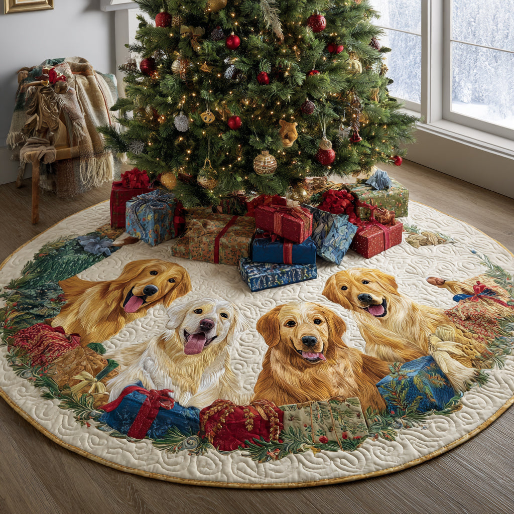 Golden Retriever Blessing Quilted Christmas Tree Skirt-Myprintsy