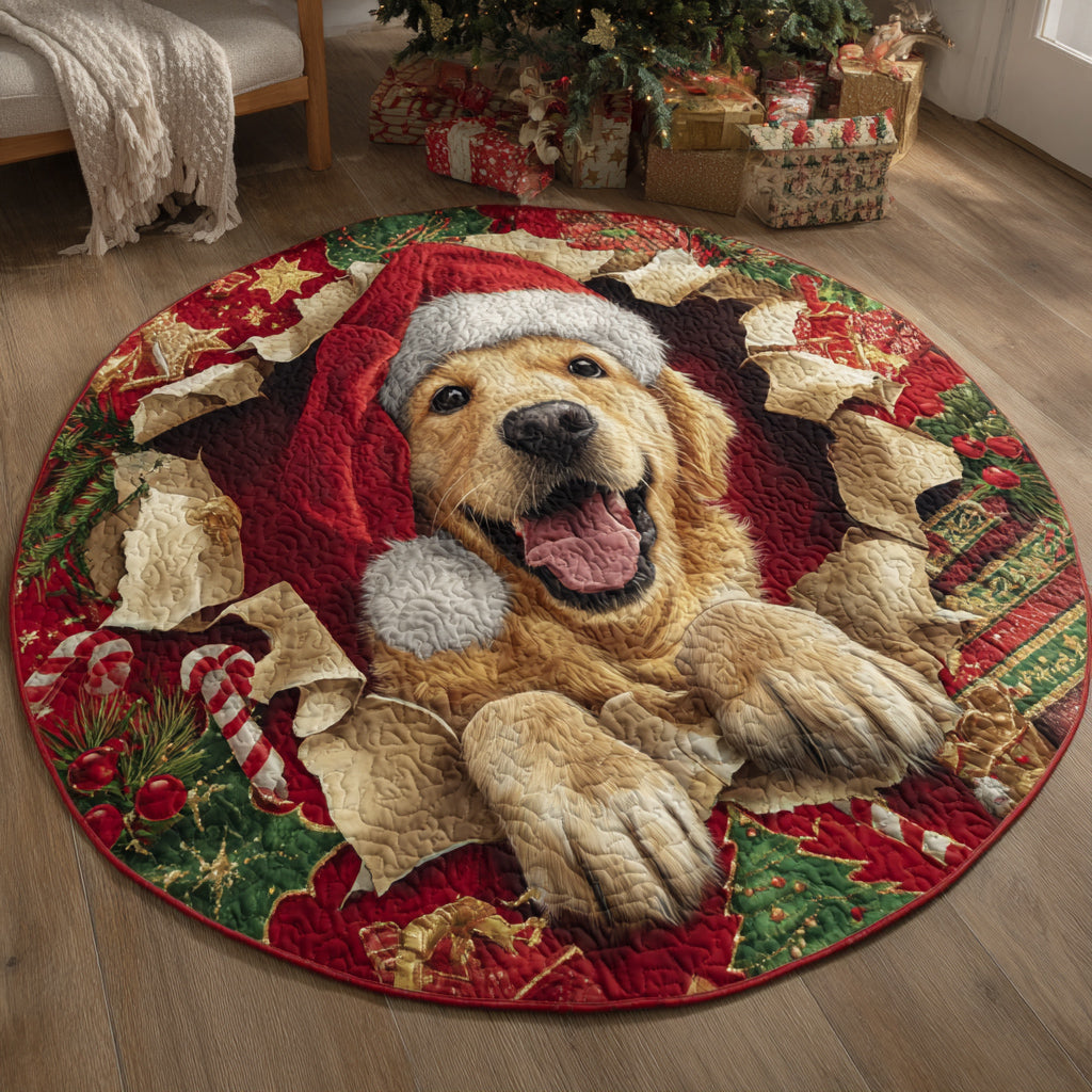 Golden Retriever Joy Quilted Round Mat VTQ-Myprintsy