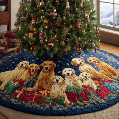 Golden Retriever Magic Quilted Christmas Tree Skirt-Myprintsy