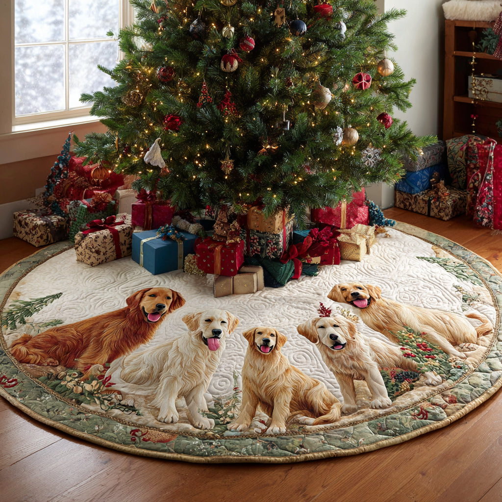 Golden Retriever Spirit Quilted Christmas Tree Skirt VTQ-Myprintsy