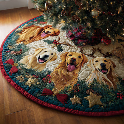 Golden Retriever Wishes Quilted Christmas Tree Skirt-Myprintsy