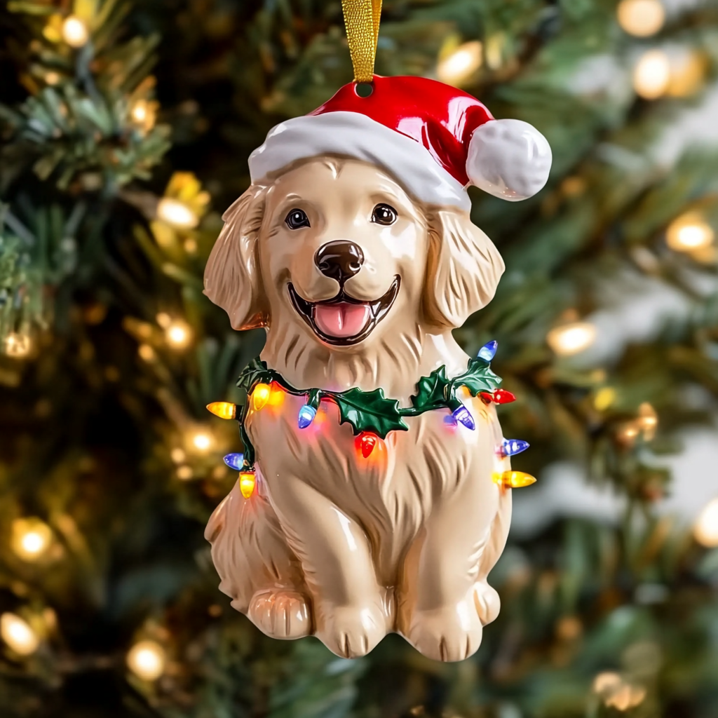 Golden Retriever Xmas Mica Ornament VTQ-Myprintsy
