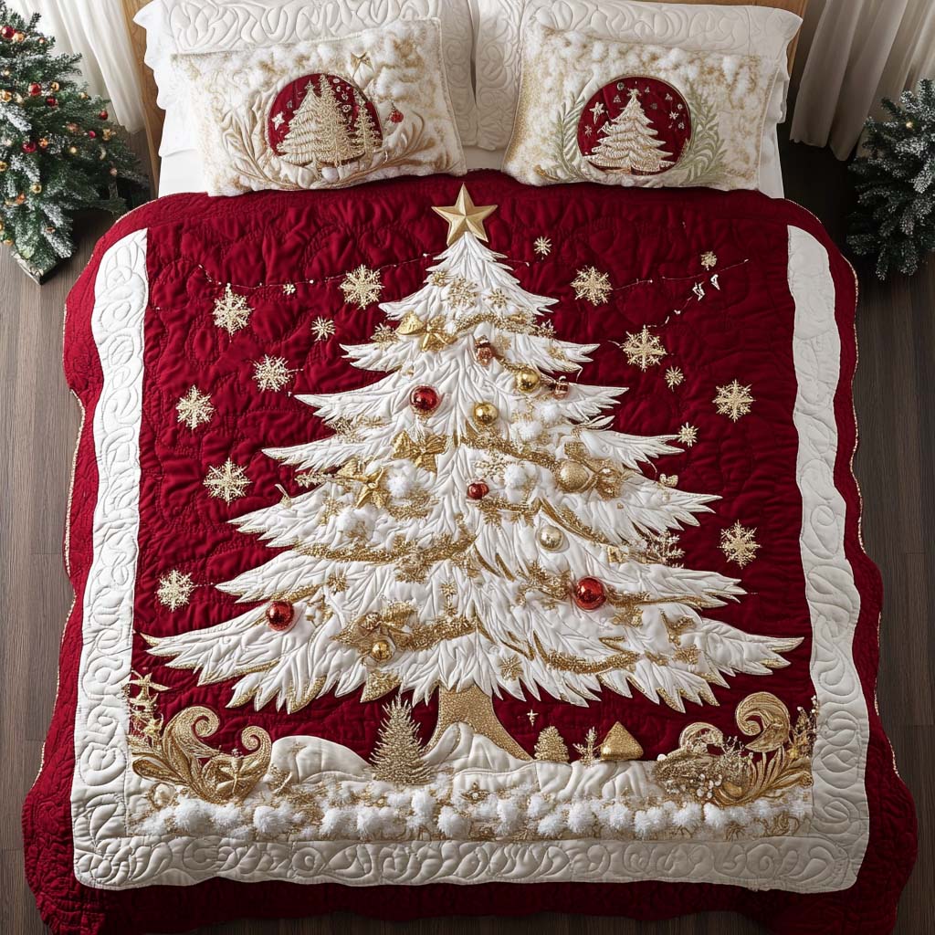 Golden Snowfall -Piece Quilted Bedding Set VTQ-Myprintsy