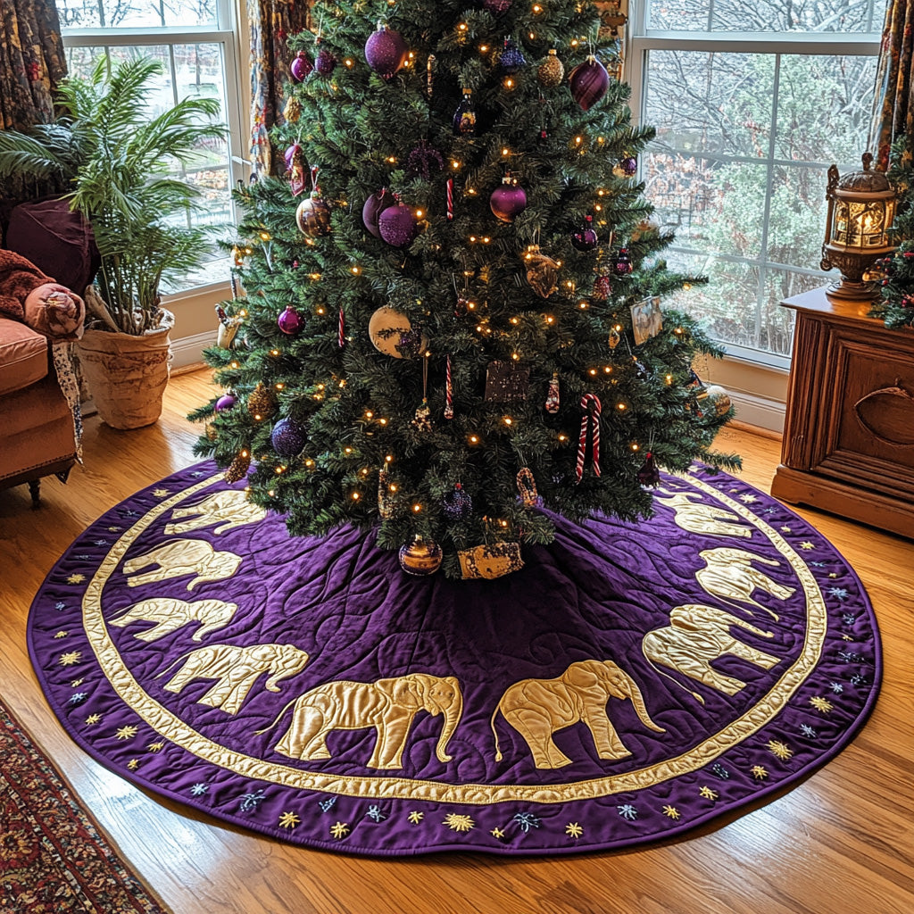 Golden Trunks Quilted Christmas Tree Skirt-Myprintsy