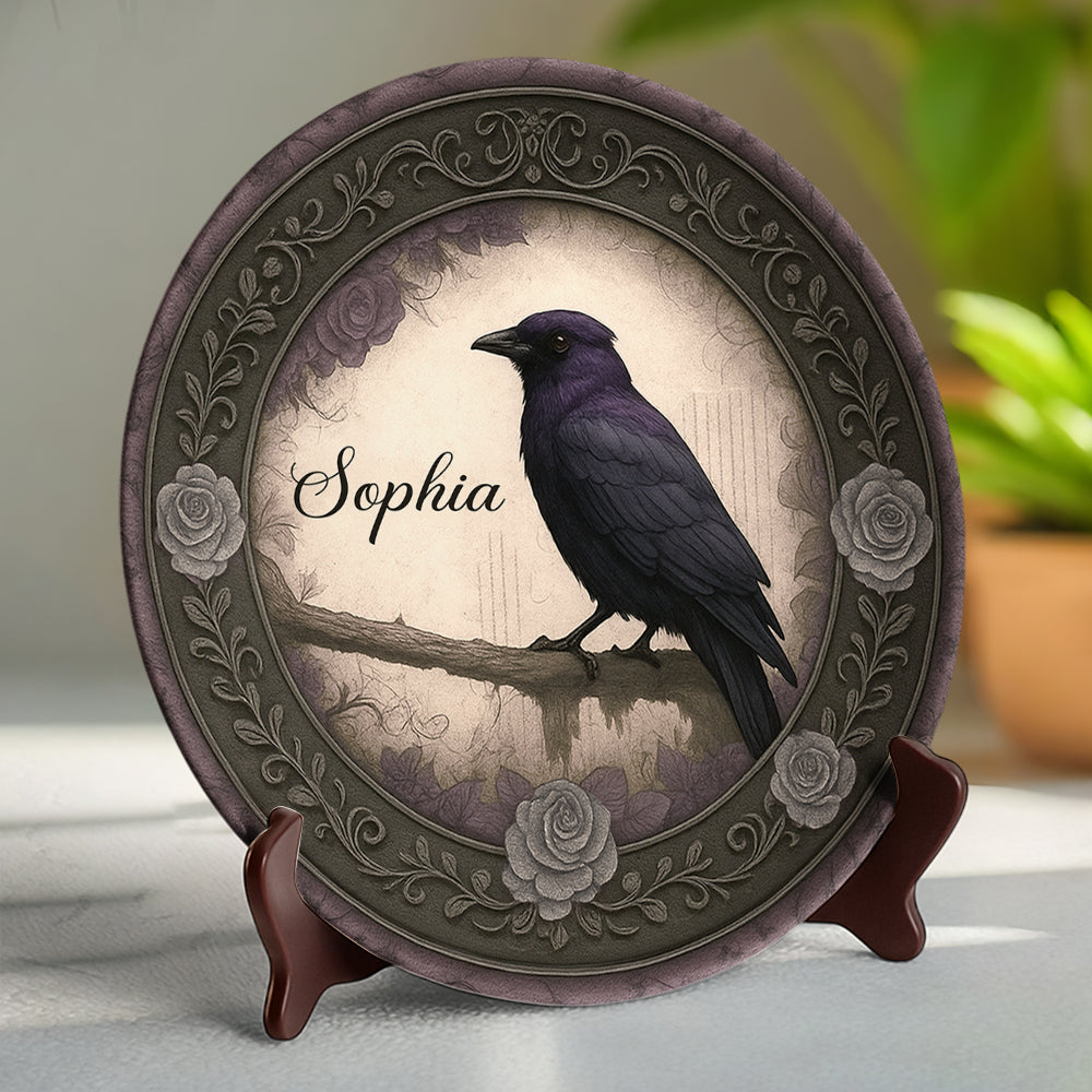 Gothic Raven - Personalized Ceramic Round Plate - Plates For Decoration-Myprintsy
