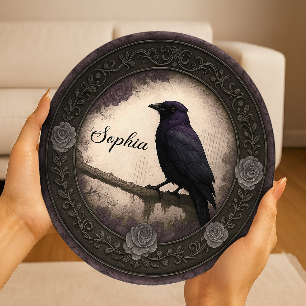 Gothic Raven - Personalized Ceramic Round Plate - Plates For Decoration-Myprintsy