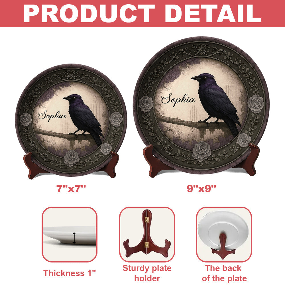 Gothic Raven - Personalized Ceramic Round Plate - Plates For Decoration-Myprintsy