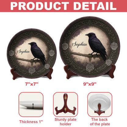 Gothic Raven - Personalized Ceramic Round Plate - Plates For Decoration-Myprintsy