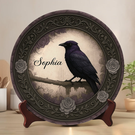 Gothic Raven - Personalized Ceramic Round Plate-Myprintsy