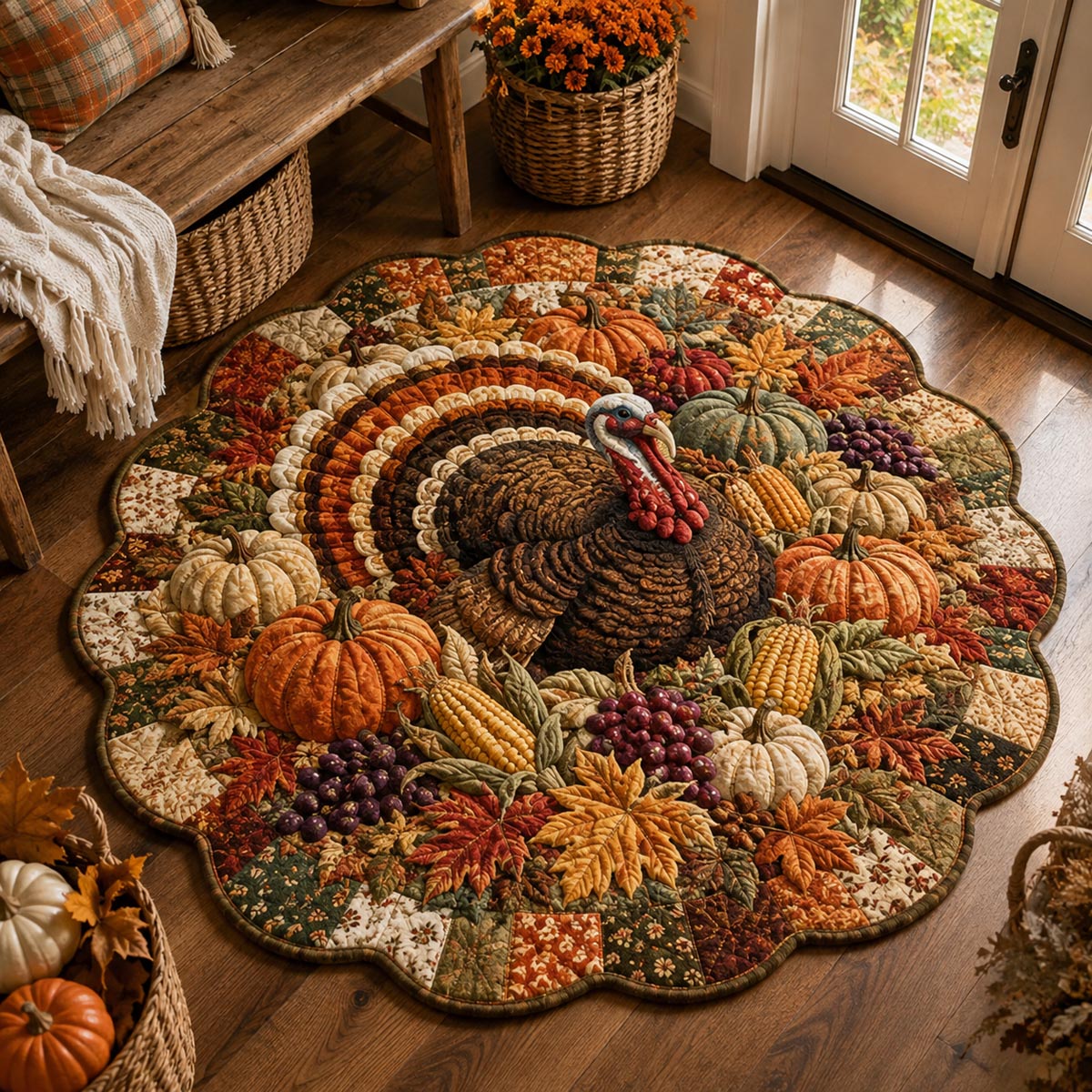 Grand Thanksgiving Turkey Custom Shape Area Rug VTQ-Myprintsy
