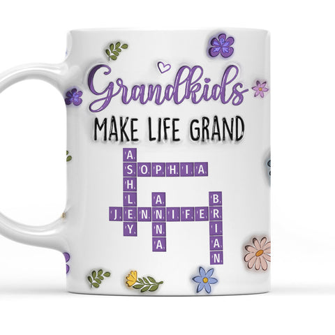 Grandkids Make Life Grand Crossword Puzzle - Personalized 3D Mug-Myprintsy