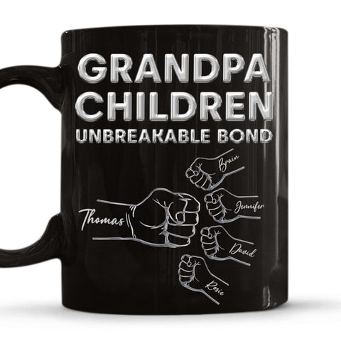 Grandpa Children Unbreakable Bond - Personalized Black Coffee Mug-Myprintsy