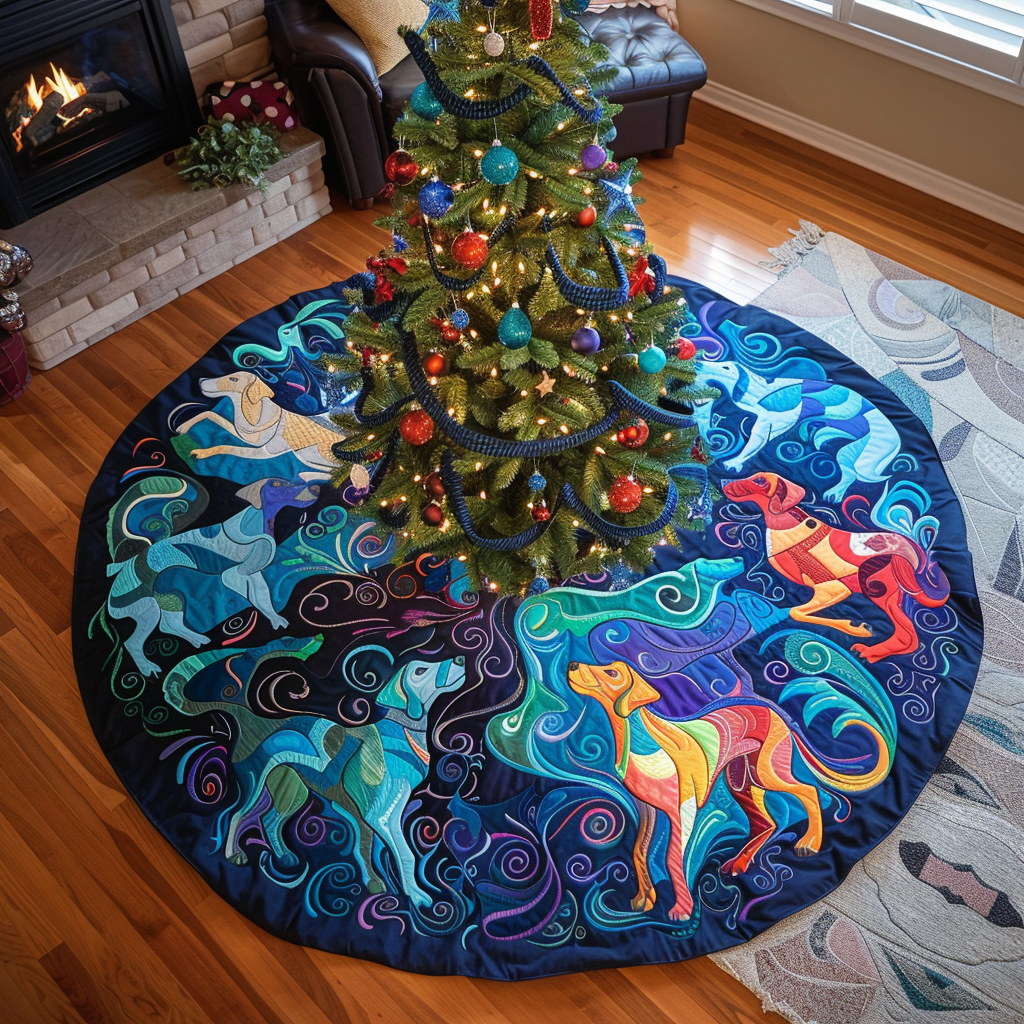 Great Dane Spirit Christmas Quilted Tree Skirt-Myprintsy