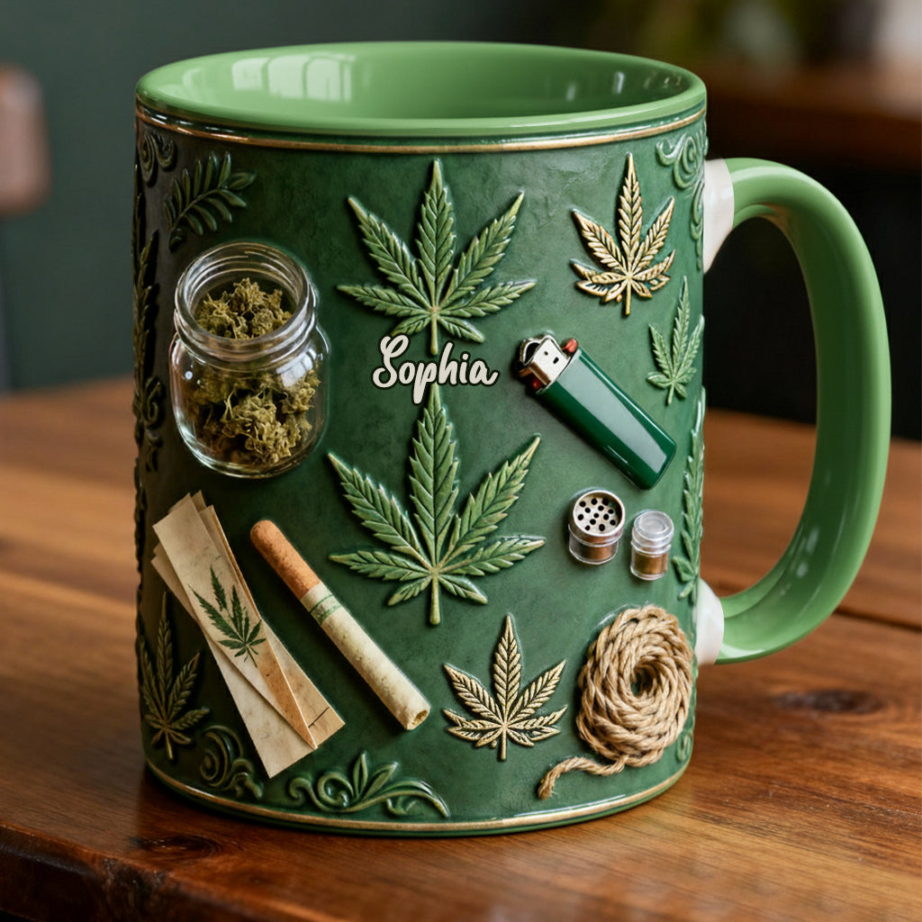 Green Magic Leaf Weed Marijuana - Personalized Accent Mug - Coffee Mug for Marijuana Lovers, Unique Gift for Him & Her-Myprintsy