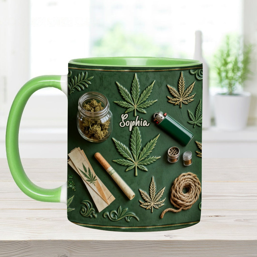 Green Magic Leaf Weed Marijuana - Personalized Accent Mug - Coffee Mug for Marijuana Lovers, Unique Gift for Him & Her-Myprintsy