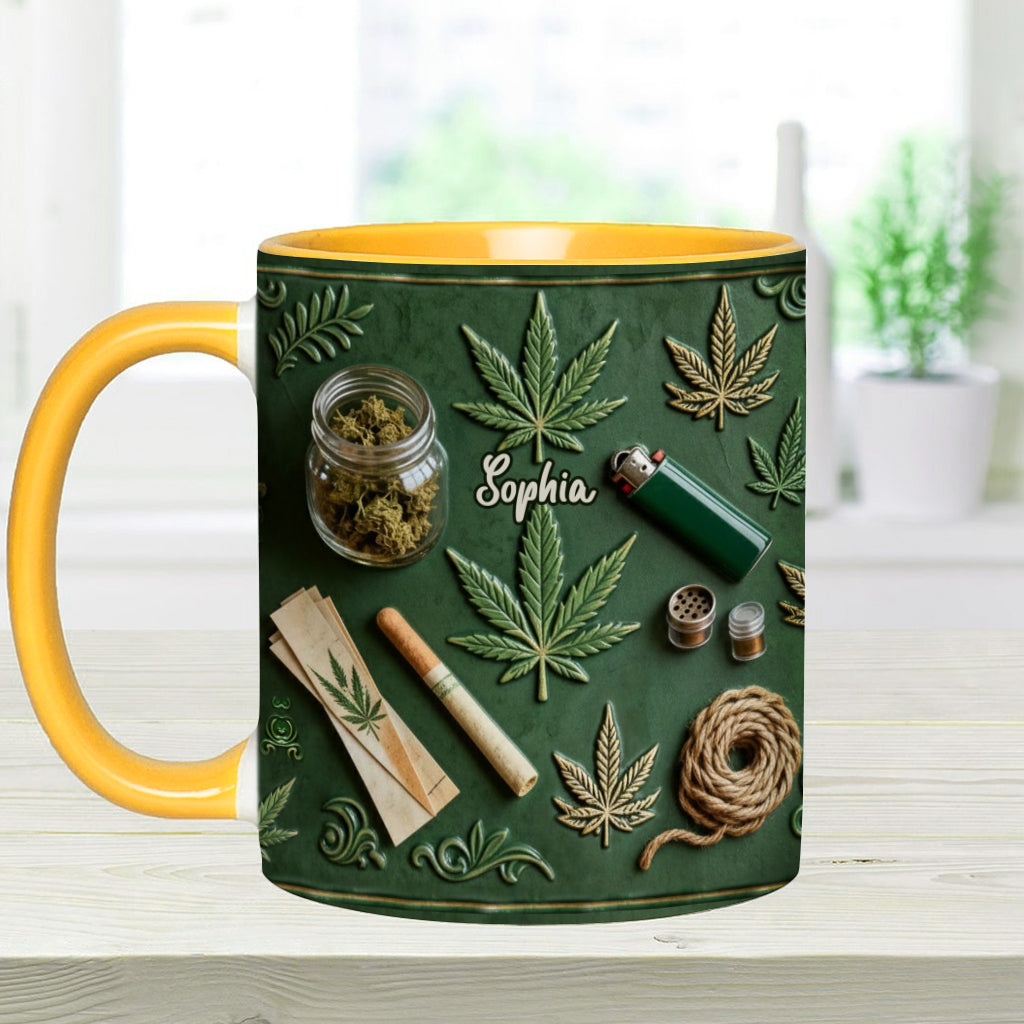 Green Magic Leaf Weed Marijuana - Personalized Accent Mug - Coffee Mug for Marijuana Lovers, Unique Gift for Him & Her-Myprintsy