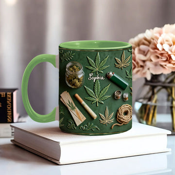 Green Magic Leaf Weed Marijuana - Personalized Accent Mug - Coffee Mug for Marijuana Lovers, Unique Gift for Him & Her-Myprintsy