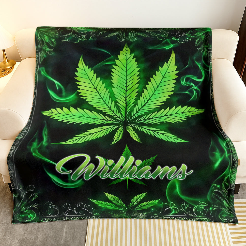 Green Maple Leaf - Personalized Blanket-Myprintsy