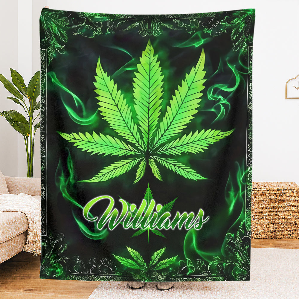 Green Maple Leaf - Personalized Blanket-Myprintsy