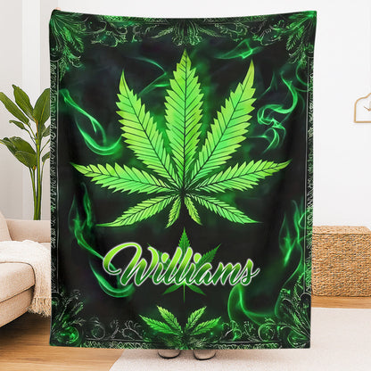 Green Maple Leaf - Personalized Blanket-Myprintsy