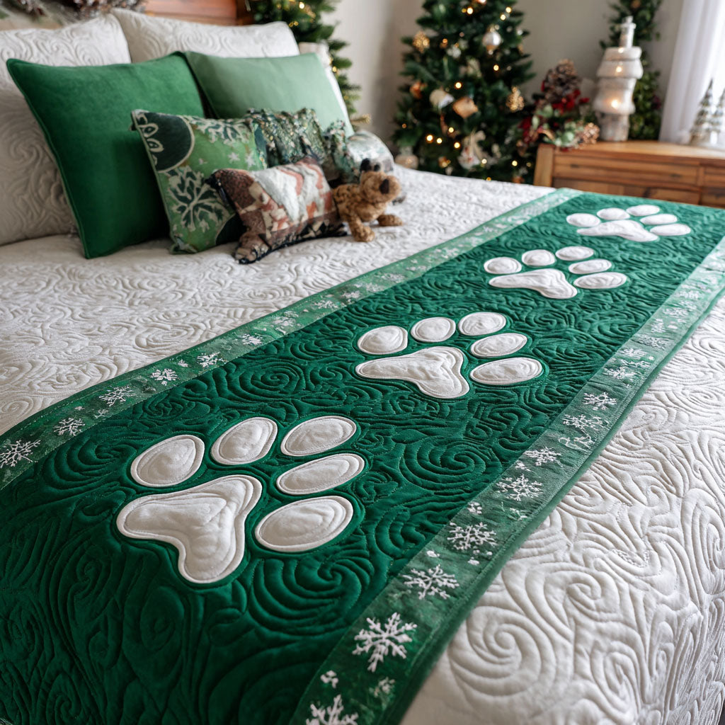 Green Pawpath Quilted Bed Runner VTQ-Myprintsy