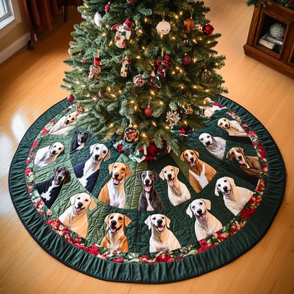 Greyhound Christmas Cheer Christmas Quilted Tree Skirt-Myprintsy