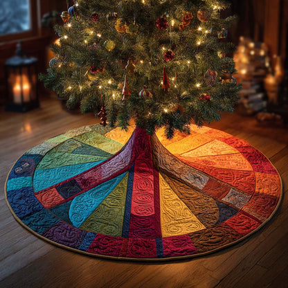Groovy Sunburst Christmas Quilted Tree Skirt-Myprintsy