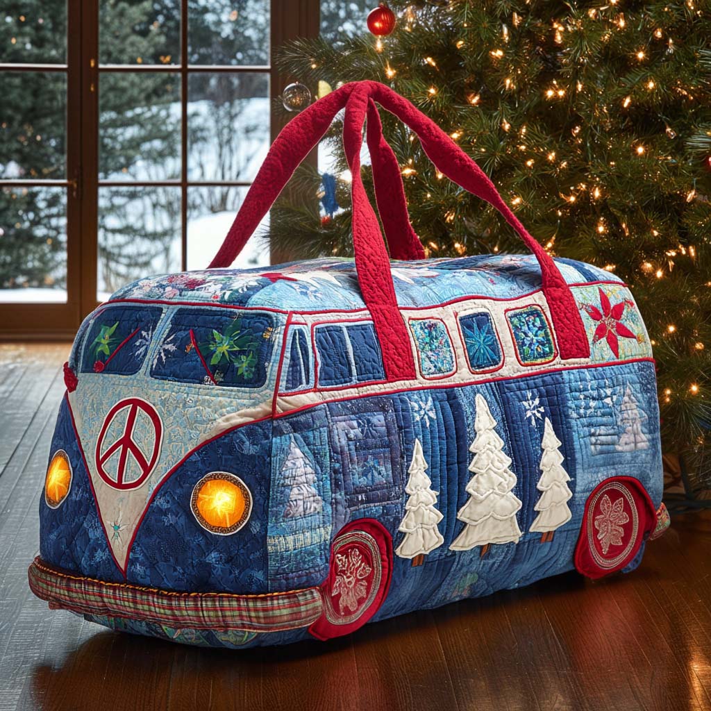 Groovy Xmas Wheels Quilted Duffle Bag VTQ-Myprintsy