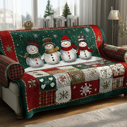 Group Snowmen Christmas Quilted Sofa Cover VTQ-Myprintsy